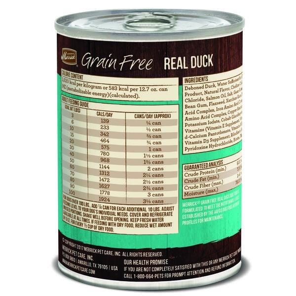 Merrick Grain Free 96% Real Duck Canned Dog Food For Discount