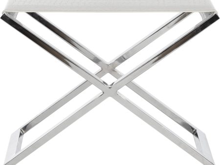 Safavieh Verdi Bench White Crocodile and Chrome on Sale