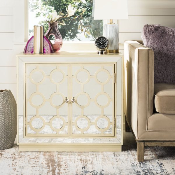 Safavieh Kaia 2 Door Chest Antique Beige and Nickel Mirror on Sale