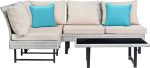 Safavieh Aleron Rattan Outdoor Sectional And Coffee Table With Teal Accent Pillows Beige Teal Online