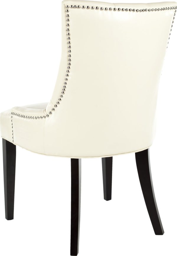 Safavieh Abby Tufted Side Chairs (SET Of 2)-Silver Nail Heads Flat Cream and Espresso For Sale