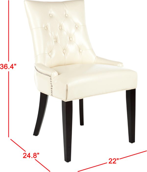 Safavieh Abby Tufted Side Chairs (SET Of 2)-Silver Nail Heads Flat Cream and Espresso For Sale