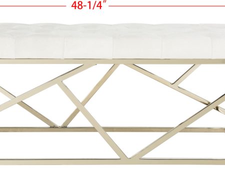 Safavieh Farah Tufted Rectangular Bench Beige and Brass Online Hot Sale