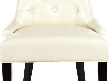 Safavieh Abby Tufted Side Chairs (SET Of 2)-Silver Nail Heads Flat Cream and Espresso For Sale